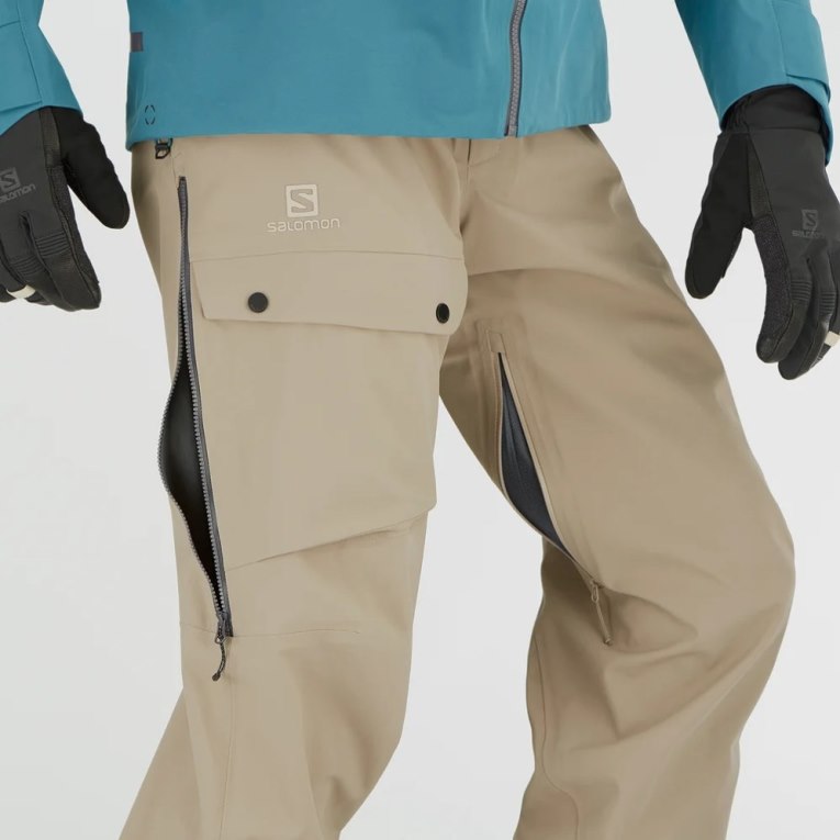 Khaki Salomon Qst 3L Men's Ski Pants | IE DO6913